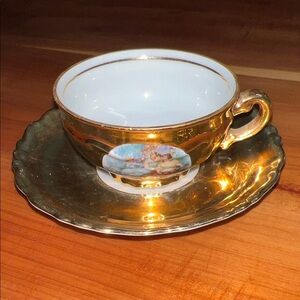 Antique Mitterteich Bavaria Tea Cup & Saucer Made In Germany Gold trim #51